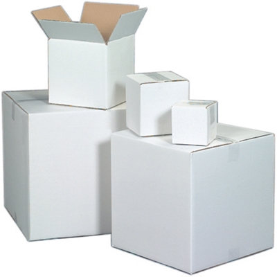 24 x 24 x 24" White Corrugated Boxes - 10/Bundle