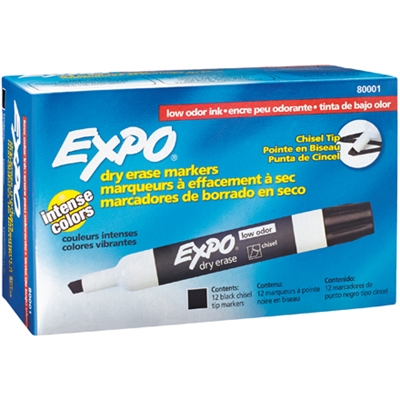 Expo® Black Dry Erase Markers - 12/Case