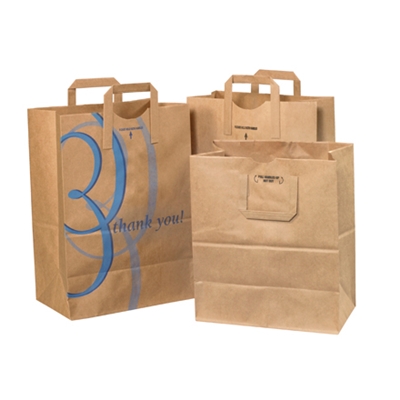12 x 7 x 17" Flat Handle Grocery Bags - 300/Case