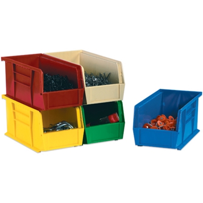 14 3/4 x 8 1/4 x 7" Blue Plastic Stack & Hang Bin Boxes - 12/Case