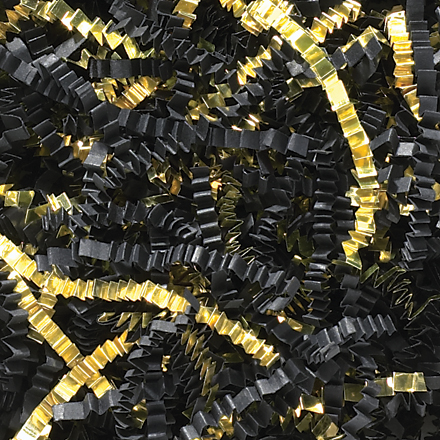 10 lb. Black and Gold Metallic Blend Crinkle Paper - 10/Lbs  case
