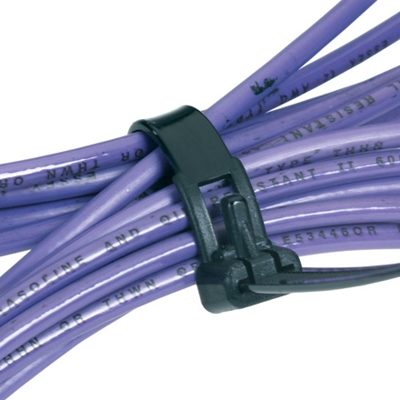 8" 50# Black Releasable Cable Ties - 1000/Case