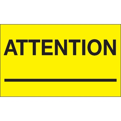 3 x 5" - "Attention ___" (Fluorescent Yellow) Labels - 500/Roll