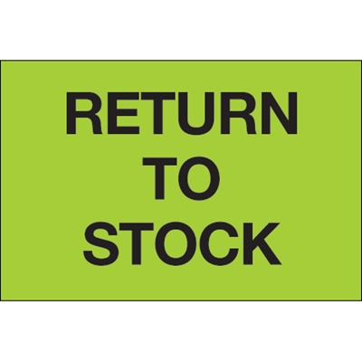 2 x 3" - "Return To Stock" (Fluorescent Green) Labels - 500/Roll