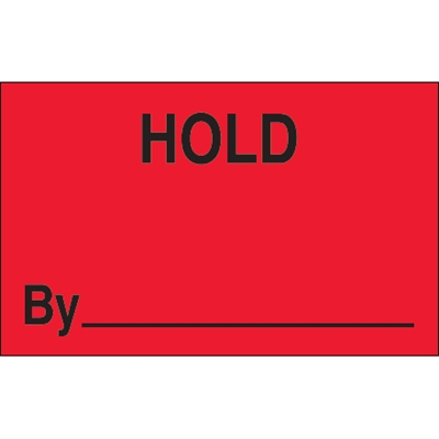 1 1/4 x 2" - "Hold By" (Fluorescent Red) Labels - 500/Roll