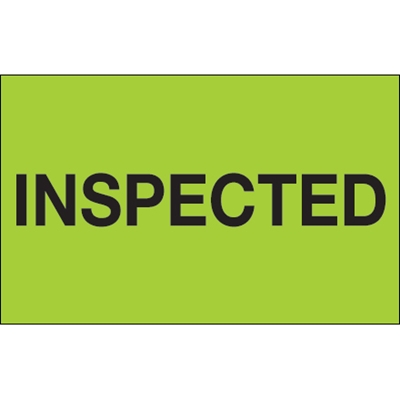 3 x 5" - "Inspected" (Fluorescent Green) Labels - 500/Roll