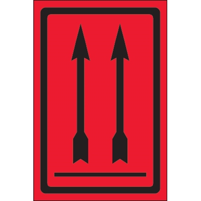 4 x 6" - Two Up Arrows Over Bar (Fluorescent Red) Labels - 500/Roll