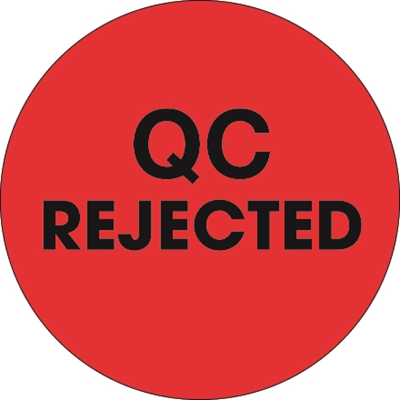 2" Circle - "QC Rejected" Fluorescent Red Labels - 500/Roll