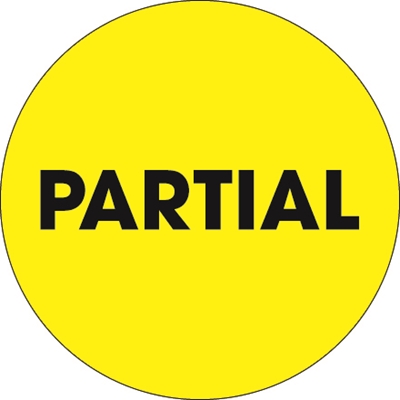 2" Circle - "Partial" Fluorescent Yellow Labels - 500/Roll