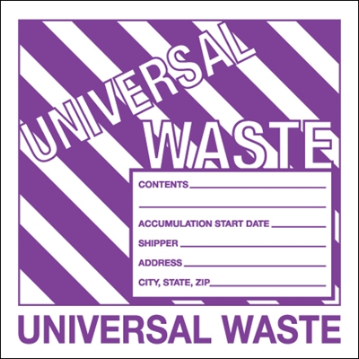 6 x 6" - "Universal Waste" Labels - 500/Roll