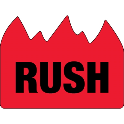 1 1/2 x 2" - "Rush" (Bill of Lading) Flame Labels - 500/Roll