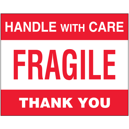 8 x 10" - "Fragile - Handle With Care" Labels - 250/Roll