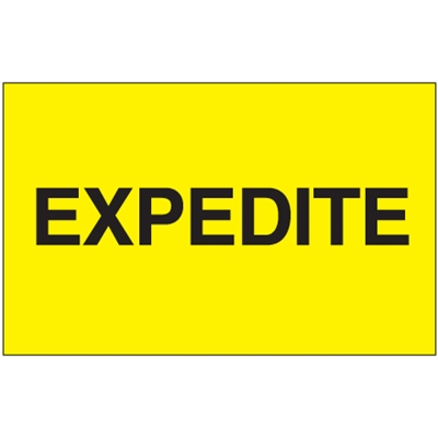 3 x 5" - "Expedite" (Fluorescent Yellow) Labels - 500/Roll