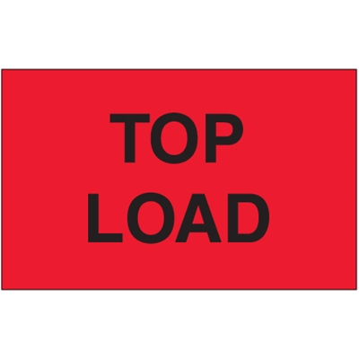 3 x 5" - "Top Load" (Fluorescent Red) Labels - 500/Roll