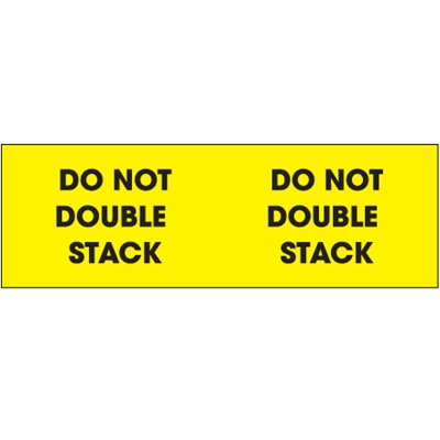 3 x 10" - "Do Not Double Stack" (Fluorescent Yellow) Labels - 500/Roll