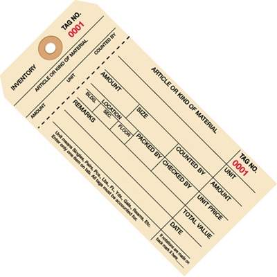INVENTORY TAGS, 1 PART