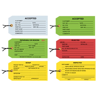 4 3/4 x 2 3/8" - "Repairable or Rework" Inspection Tags - Pre-Strung - 1000/Case