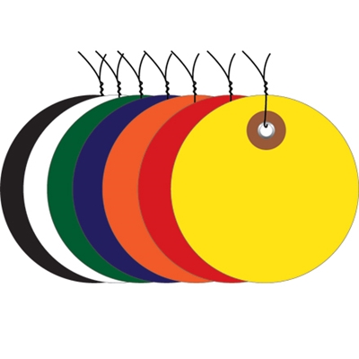 2" Yellow Plastic Circle Tags - Pre-Wired - 100/Case