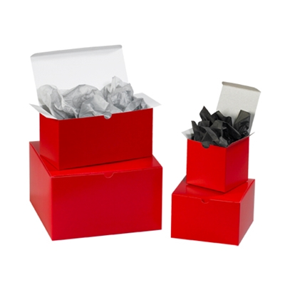 8 x 8 x 3 1/2" Holiday Red Gift Boxes - 100/Case