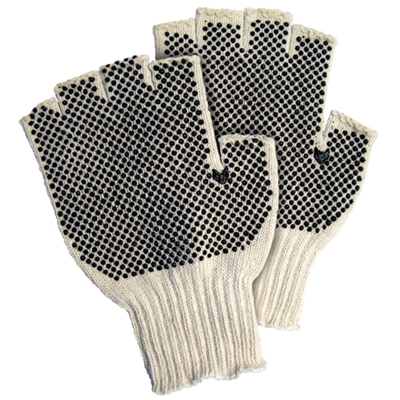 Fingerless PVC Dot Knit Gloves - Small - 12/Pairs  case