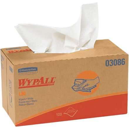 Kimberly Clark® WypALL® L30 Economy 10 x 9.8" Wipers Dispenser Box - 1200/10 Boxes @ 120Case