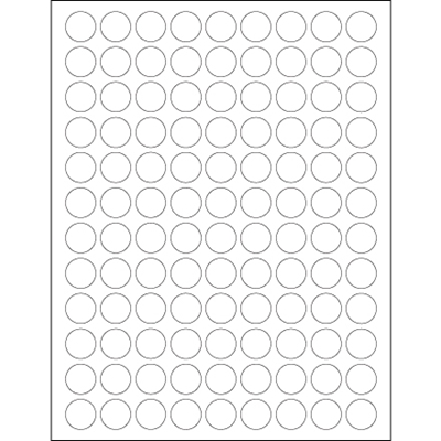 3/4" White Circle Laser Labels - 10800/Case