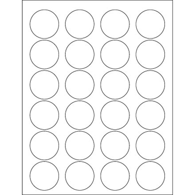 1.625" White Circle Laser Labels - 2400/Case