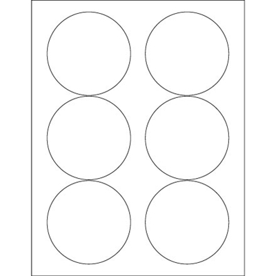 3.33" White Circle Laser Labels - 600/Case