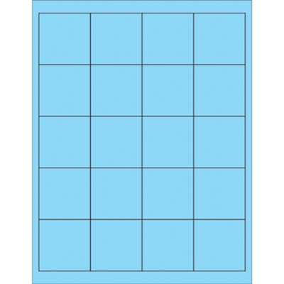 2" x 2" Fluorescent Pastel Blue Rectangle Laser Labels - 2000/Case