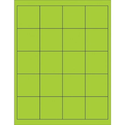 2 x 2" Fluorescent Green Rectangle Laser Labels - 2000/Case
