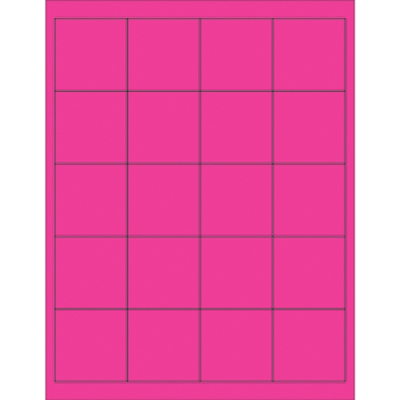 2 x 2" Fluorescent Pink Rectangle Laser Labels - 2000/Case