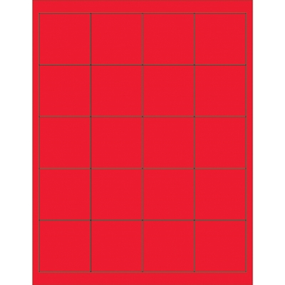 2 x 2"Fluorescent  Red Rectangle Laser Labels - 2000/Case