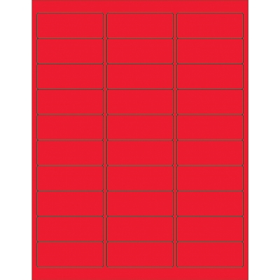 2 5/8 x 1" Fluorescent Red Rectangle Laser Labels - 3000/Case