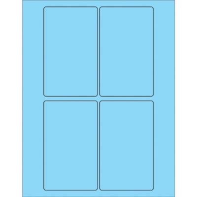3 x 5" Fluorescent Pastel Blue Rectangle Laser Labels - 400/Case