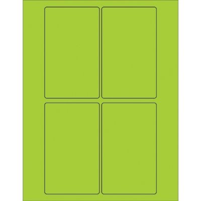 3 x 5" Fluorescent Green Rectangle Laser Labels - 400/Case