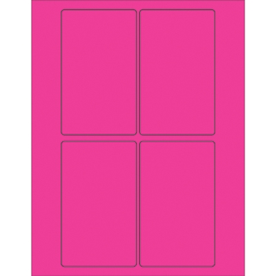 3 x 5" Fluorescent Pink Rectangle Laser Labels - 400/Case