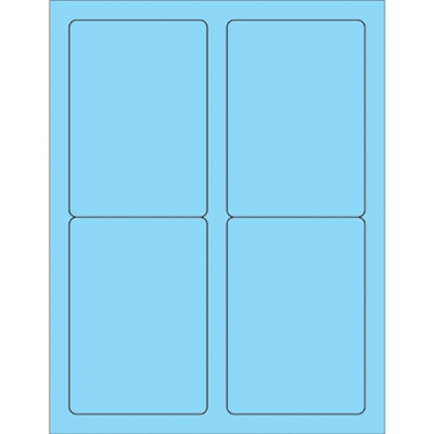 3 1/2 x 5" Fluorescent Pastel Blue Rectangle Laser Labels - 400/Case