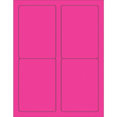 3 1/2 x 5" Fluorescent Pink Rectangle Laser Labels - 400/Case