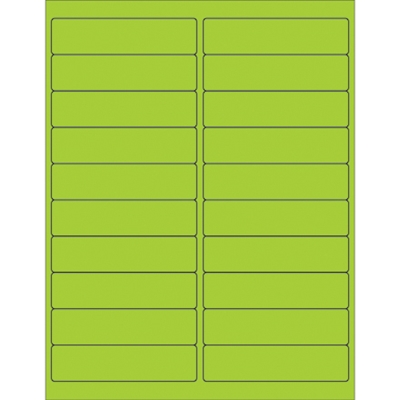 4 x 1" Fluorescent Green Rectangle Laser Labels - 2000/Case