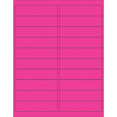 4 x 1" Fluorescent Pink Rectangle Laser Labels - 2000/Case