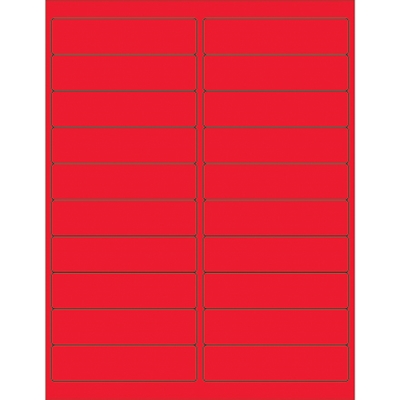 4 x 1" Fluorescent Red Rectangle Laser Labels - 2000/Case
