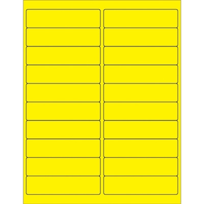 4 x 1" Fluorescent Yellow Rectangle Laser Labels - 2000/Case