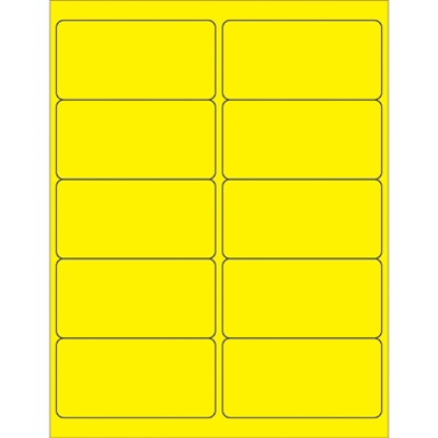 4 x 2" Fluorescent Yellow Rectangle Laser Labels - 1000/Case