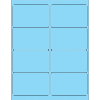4 x 2 1/2" Fluorescent Pastel Blue Rectangle Laser Labels - 800/Case