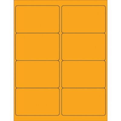 4 x 2 1/2" Fluorescent Orange Rectangle Laser Labels - 800/Case