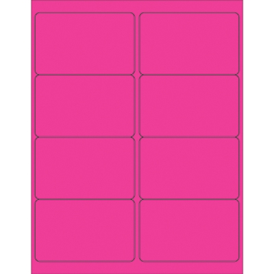 4 x 2 1/2" Fluorescent Pink Rectangle Laser Labels - 800/Case
