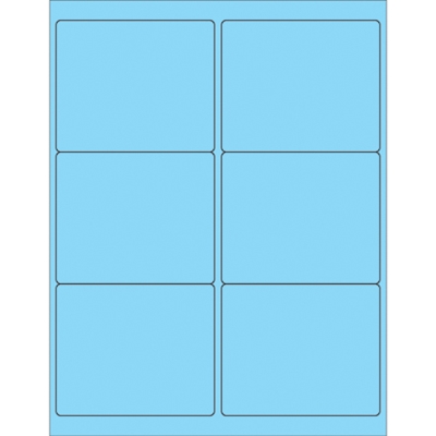 4 x 3 1/3" Fluorescent Pastel Blue Rectangle Laser Labels - 600/Case