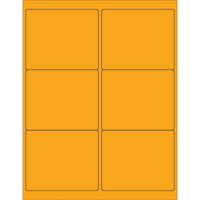 4 x 3 1/3" Fluorescent Orange Rectangle Laser Labels - 600/Case