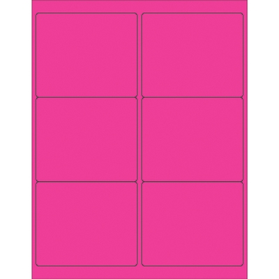 4 x 3 1/3" Fluorescent Pink Rectangle Laser Labels - 600/Case