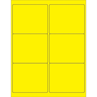 4 x 3 1/3" Fluorescent Yellow Rectangle Laser Labels - 600/Case